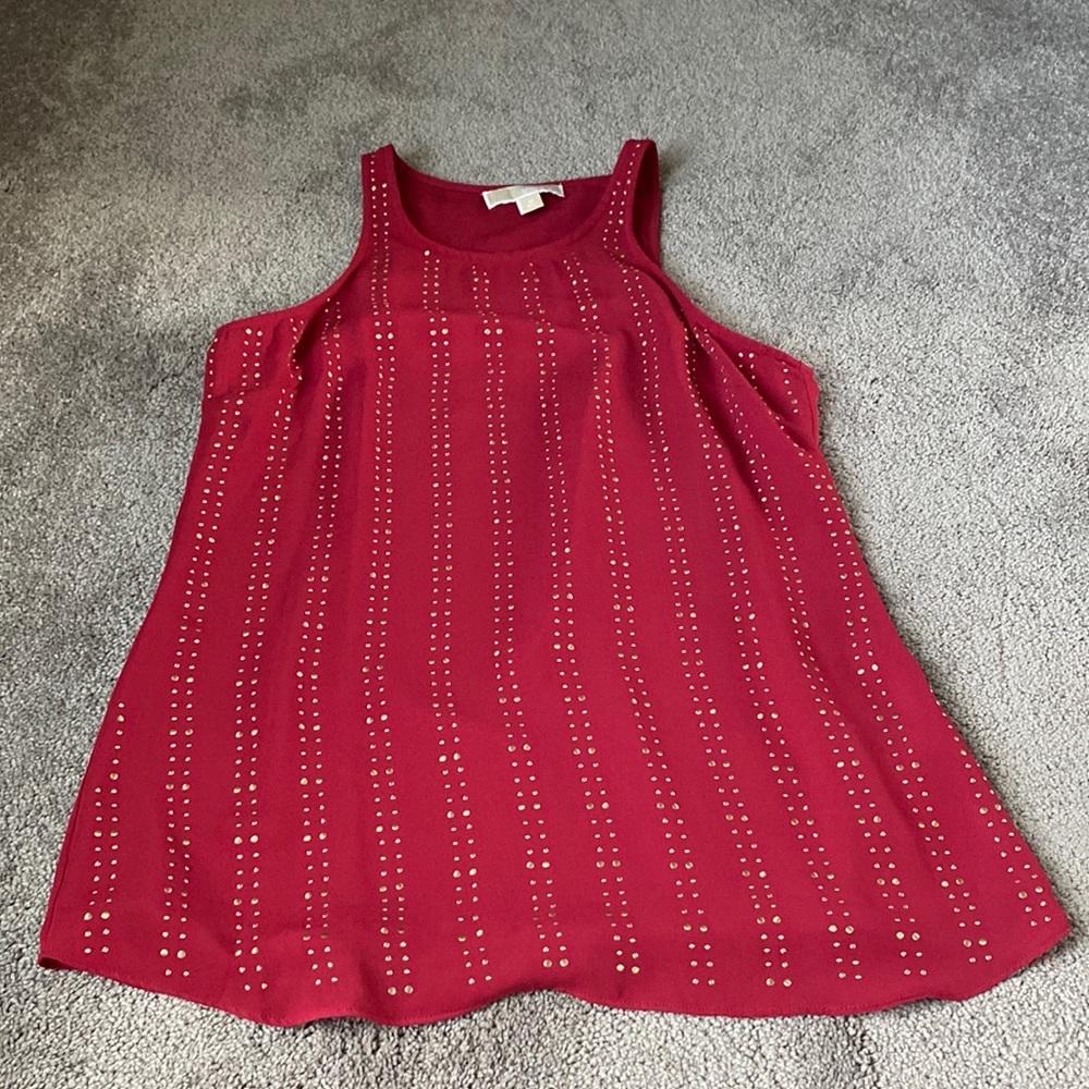 MICHAEL Michael Kors Red Studded Sleeveless Blouse Embellished Tank Top SIZE M